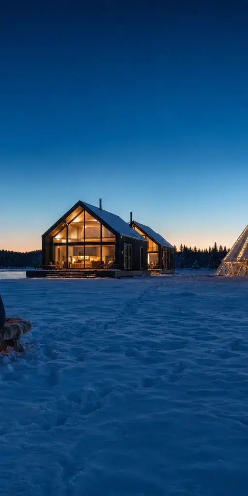 Norlight cabins on the shore